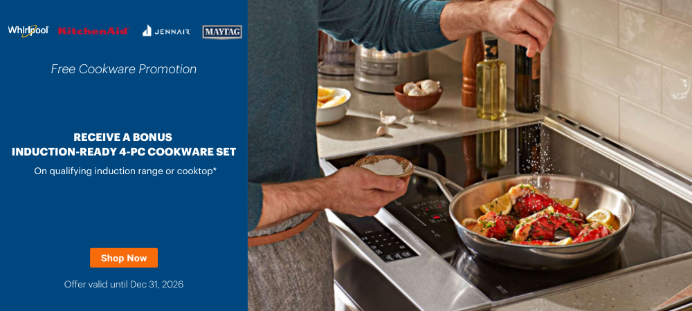 Whirlpool, KitchenAir, JennAir, MAytag Induction Cookware Promotion Jan 1- Dec 31, 2026